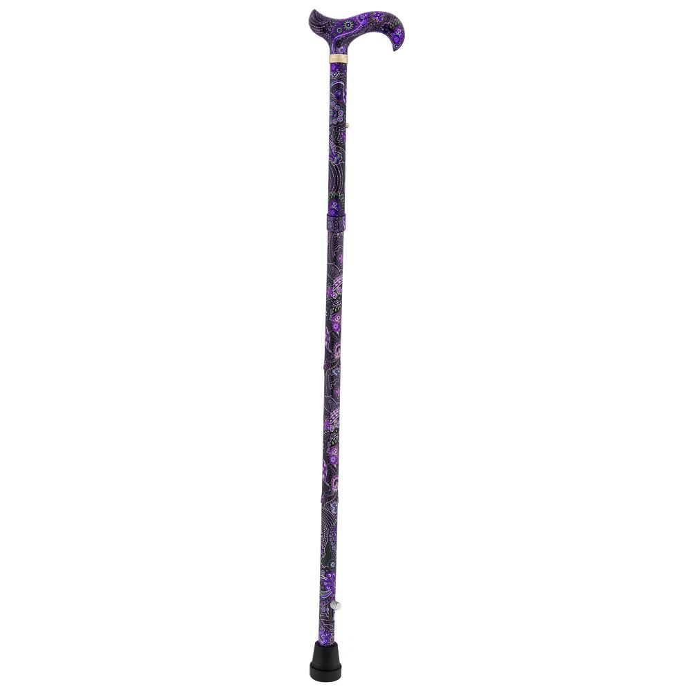 Royal Canes Purple Majesty Adjustable Folding Designer Derby Cane with Retractable Ice tip