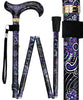 Royal Canes Purple Majesty Folding Adjustable Designer Derby Walking Cane with Engraved Collar