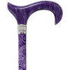 Royal Canes Purple Pearlz w/ Rhinestone Collar and Purple Swirl Designer Adjustable Folding Cane
