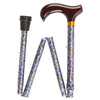 Royal Canes Springtime Paisley Standard Adjustable Derby Folding Walking Cane with Brass Collar