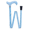 Royal Canes True Blue Designer Folding Adjustable Derby Walking Cane with Engraved Collar