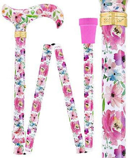 Royal Canes Watercolor Flowers Vivienne May Designer Folding Adjustable Cane