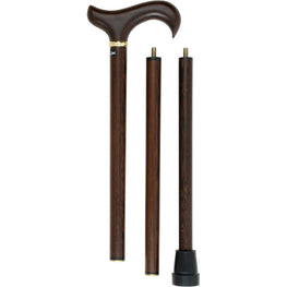 Royal Canes Wenge 3 Piece Folding Derby Walking Cane With Wenge Wood Shaft and Brass Collar