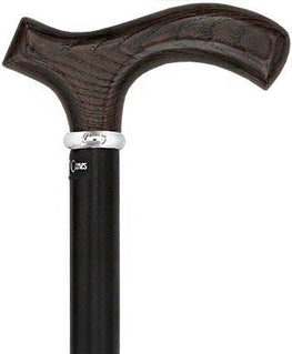 Royal Canes Black Ash Fritz Walking Cane With Black Beechwood Shaft and Silver Collar