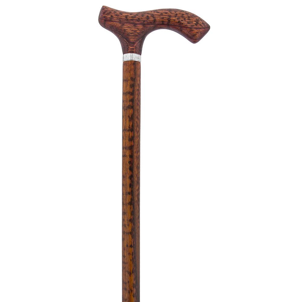 Royal Canes Fritz Walking Cane w/ Genuine Snakewood Handle & Shaft w/ Silver Collar