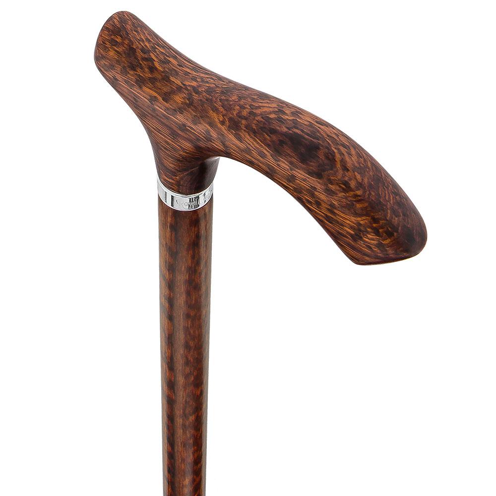 Royal Canes Fritz Walking Cane w/ Genuine Snakewood Handle & Shaft w/ Silver Collar