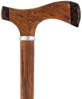 Royal Canes Rosewood 3D Fritz Inlay Checker Handle Walking Cane w/ Silver Collar