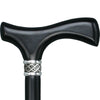 Royal Canes Slim Line Fritz Walking Cane With Black Beechwood Shaft and Braided Pewter Collar