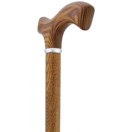 Royal Canes Espresso Brown Frtiz Handle Walking Cane with Ash Wood Shaft and Silver Collar