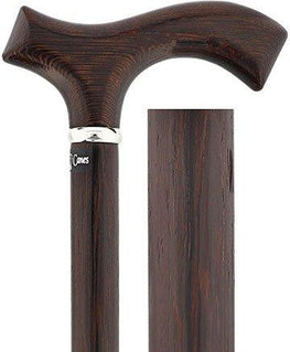 Royal Canes Wenge Fritz Handle Walking Cane with Genuine Wenge Wood Shaft and Silver Collar