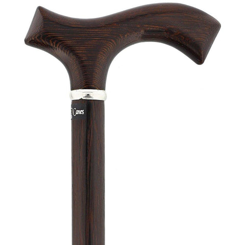 Royal Canes Wenge Fritz Handle Walking Cane with Genuine Wenge Wood Shaft and Silver Collar