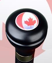 Royal Canes Canadian Flag Flask Walking Stick With Black Beechwood Shaft and Brass Collar