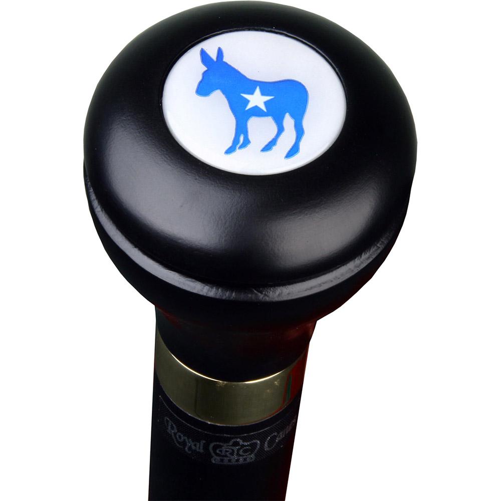 Royal Canes Democrat Flask Walking Stick With Black Beechwood Shaft and Brass Collar