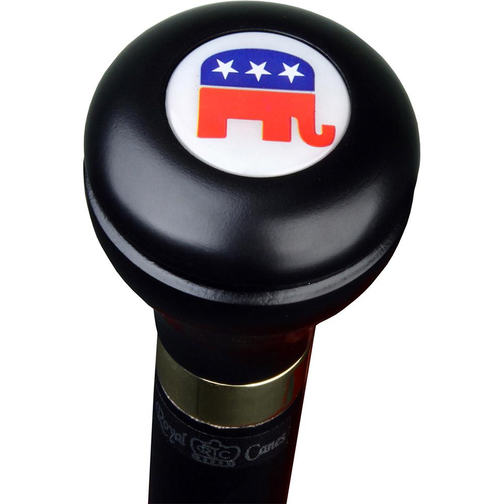 Royal Canes Republican Flask Walking Stick With Black Beechwood Shaft and Brass Collar