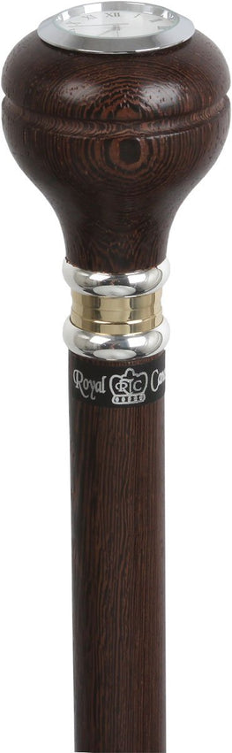 Royal Canes Wenge Wood Large Knob Clock Handle Walking Stick With Wenge Wood Shaft and Two Tone Collar