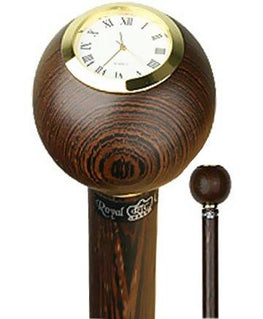 Royal Canes Wenge Wood Small Ball Clock Handle Walking Stick With Wenge Shaft And Brass Collar