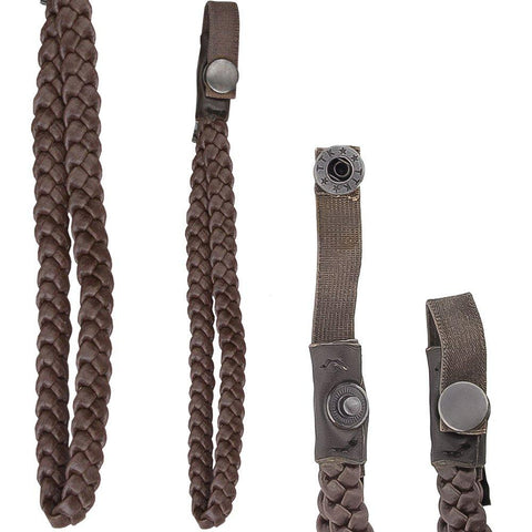 Royal Canes Cane Wrist Strap with Snap - Faux Braided Brown Leather