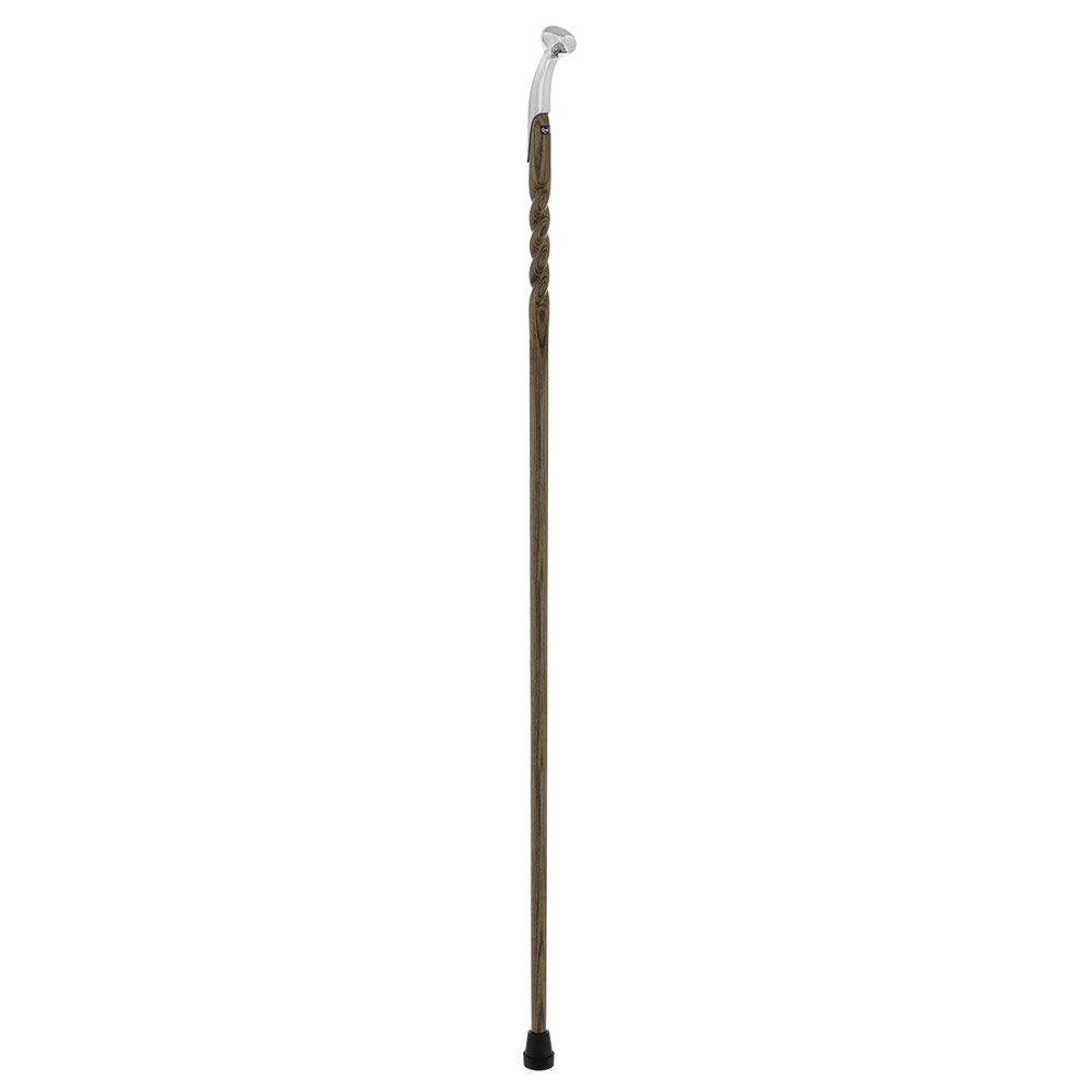 Royal Canes Black Hame Chrome Plated Handle Walking Stick With Twisted Ash Wood Shaft