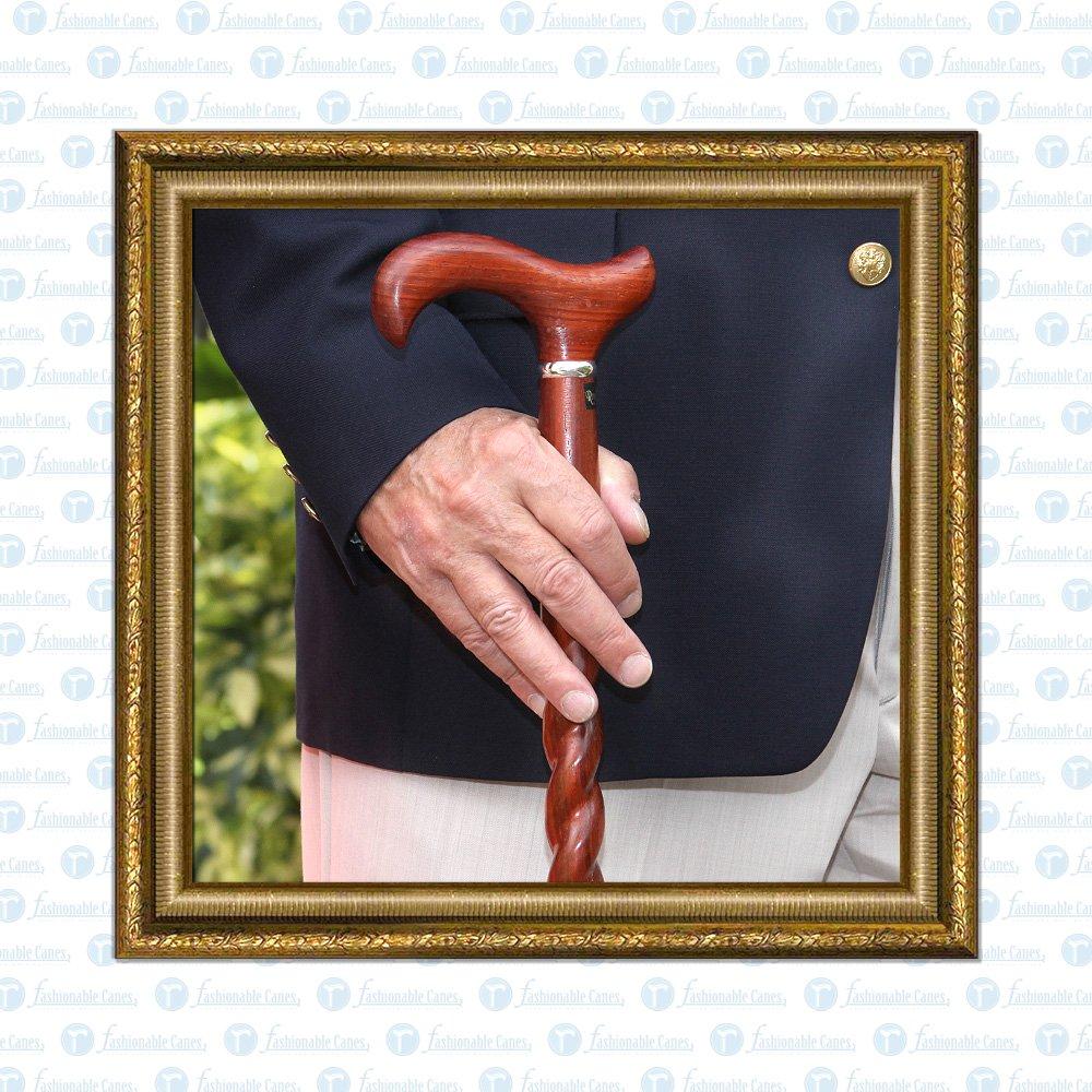 Royal Canes Rope Twist Derby Walking Cane With Padauk Wood Shaft and Silver Collar