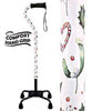 Royal Canes Holiday Cheer Convertible Quad Base Walking Cane with Comfort Grip - Adjustable Shaft