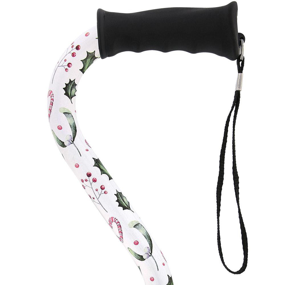 Royal Canes Holiday Cheer Convertible Quad Base Walking Cane with Comfort Grip - Adjustable Shaft