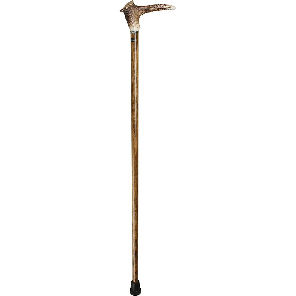 Royal Canes Genuine Deer Stag Horn Walking Cane With Ovangkol Wood Shaft and Silver Collar