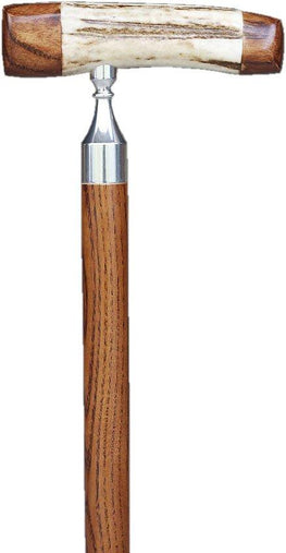 Royal Canes Stag Horn Handle Walking Cane With Ash Shaft and Silver Mount