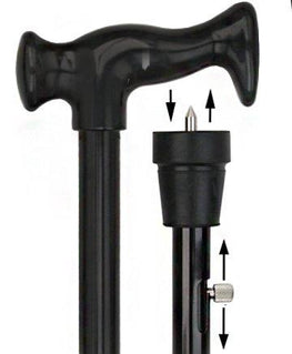 Royal Canes Black Adjustable Orthopedic Handle Walking Cane with Retractable Ice Tip and Collar