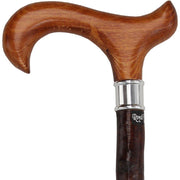 Royal Canes Genuine Blackthorn Wood Derby Walking Cane With Beech wood Handle and Silver Collar