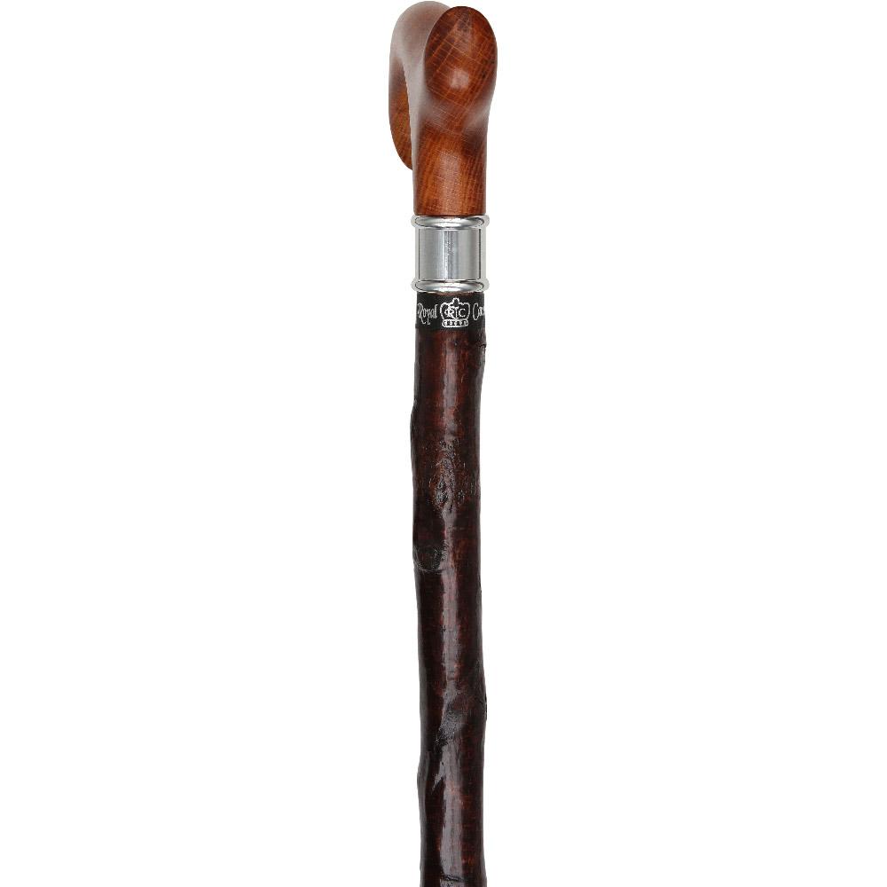Royal Canes Genuine Blackthorn Wood Derby Walking Cane With Beech wood Handle and Silver Collar