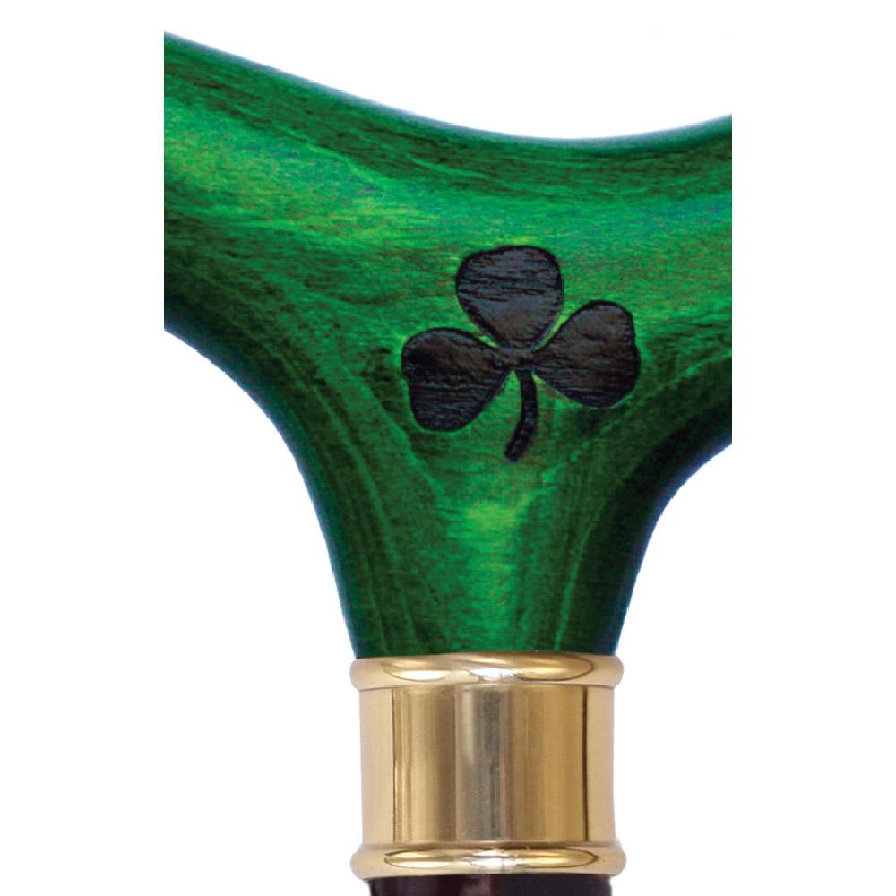 Royal Canes Genuine Blackthorn Wood Derby Walking Cane With Green Beech wood Handle and Shamrock