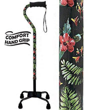 Royal Canes Island Way Designer Convertible Quad Base Walking Cane with Comfort Grip - Adjustable Shaft
