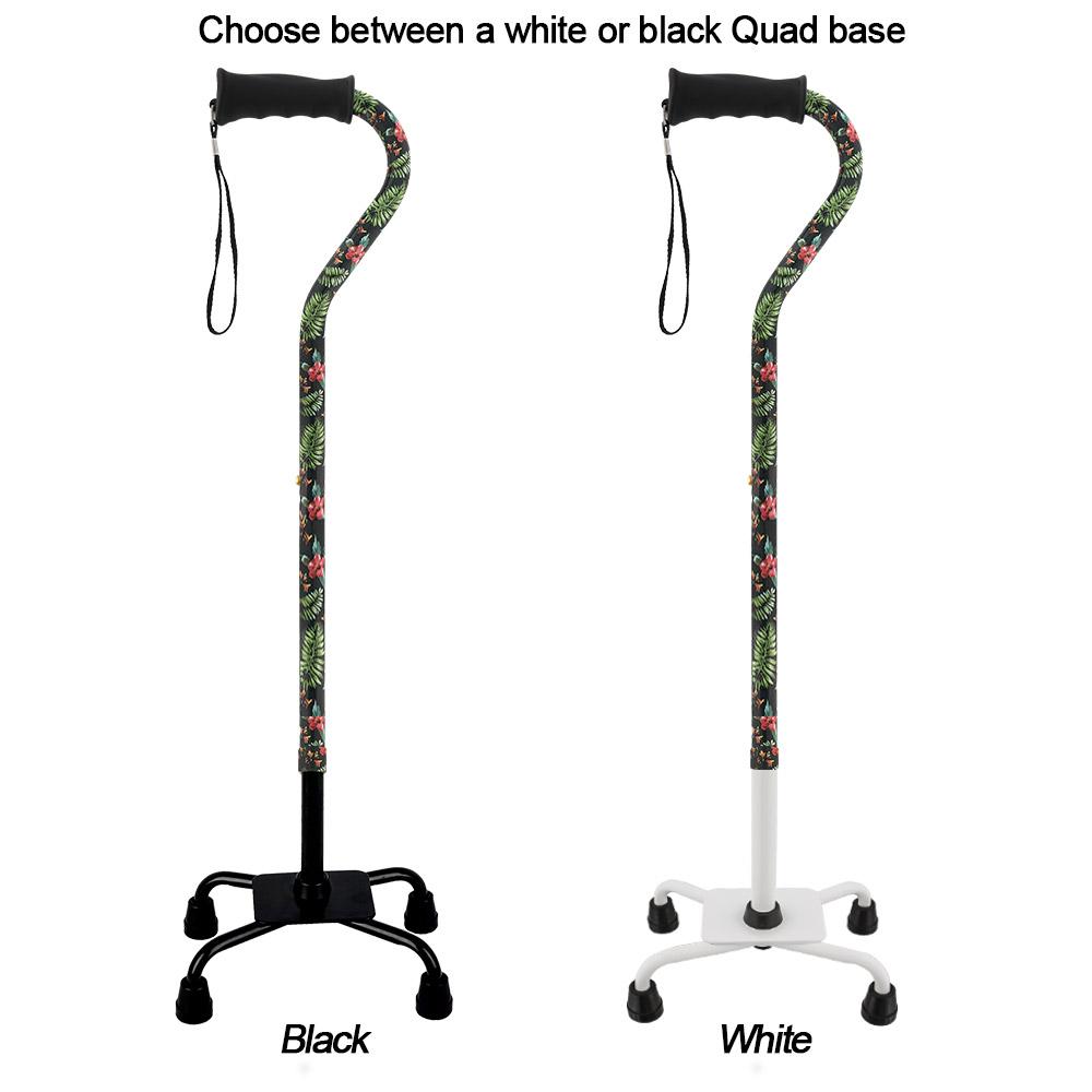 Royal Canes Island Way Designer Convertible Quad Base Walking Cane with Comfort Grip - Adjustable Shaft