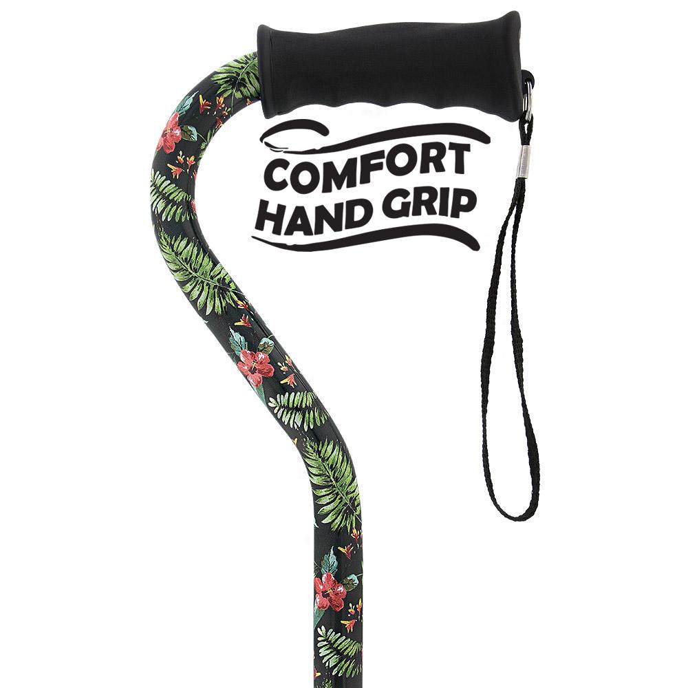 Royal Canes Island Way Designer Convertible Quad Base Walking Cane with Comfort Grip - Adjustable Shaft