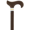 Royal Canes Brown Leather Wrapped Derby Walking Cane With Leather Shaft and Two Tone Collar