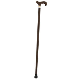 Royal Canes Brown Leather Wrapped Derby Walking Cane With Leather Shaft and Two Tone Collar