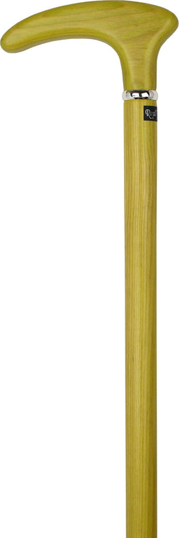 Royal Canes Lemon Yellow Cosmopolitan Handle Walking Cane With Ash Wood Shaft and Silver Collar