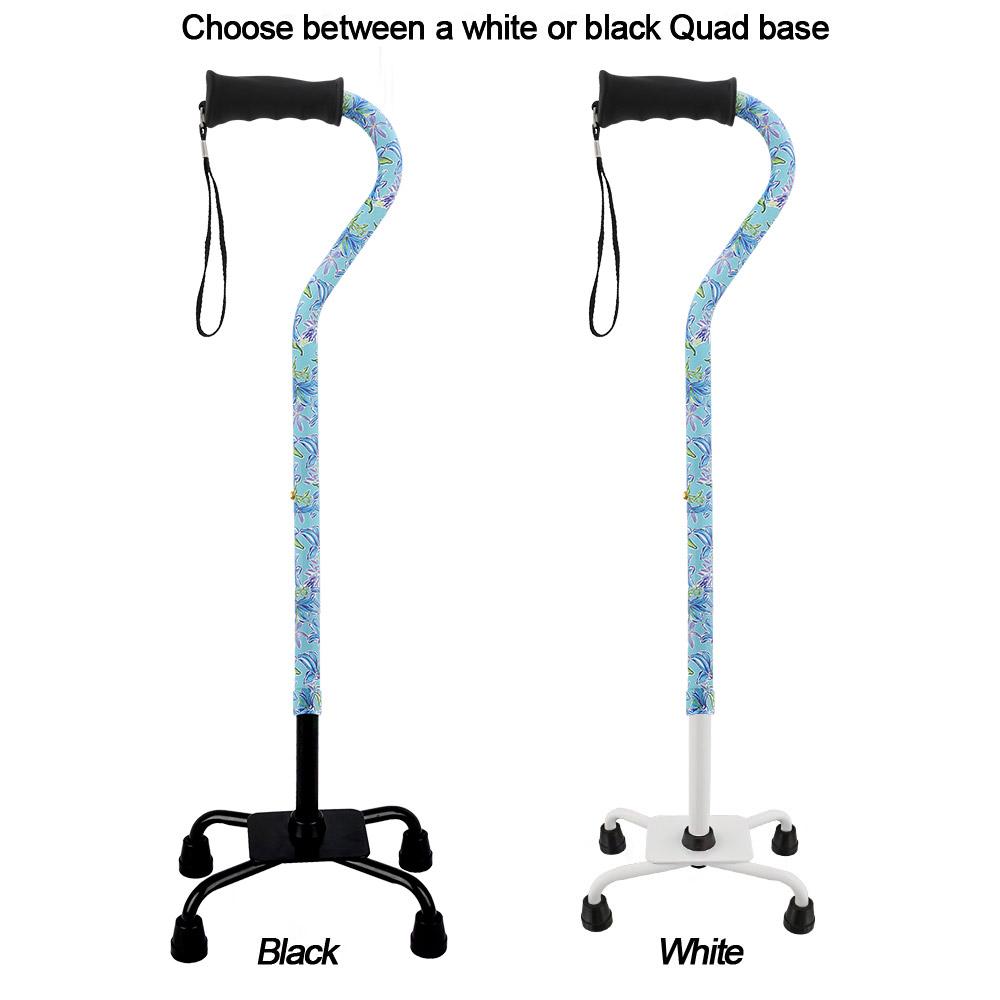 Royal Canes Light Blue Vivienne May Convertible Quad Base Walking Cane with Comfort Grip - Adjustable Shaft