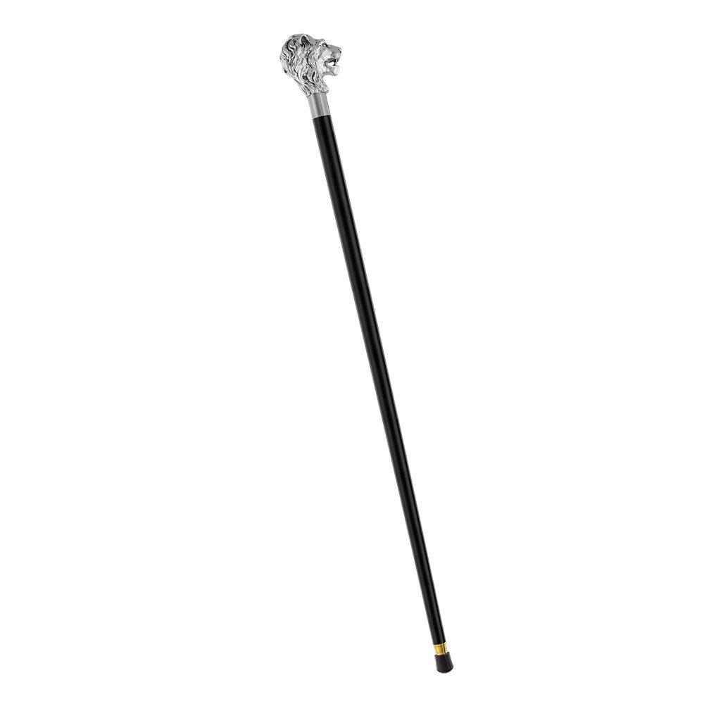 Royal Canes Silver 925r Lion Head Walking Stick With Black Beechwood Shaft and Collar