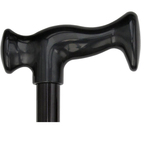 Black Orthopedic Handle Cane with Black Wooden Shaft