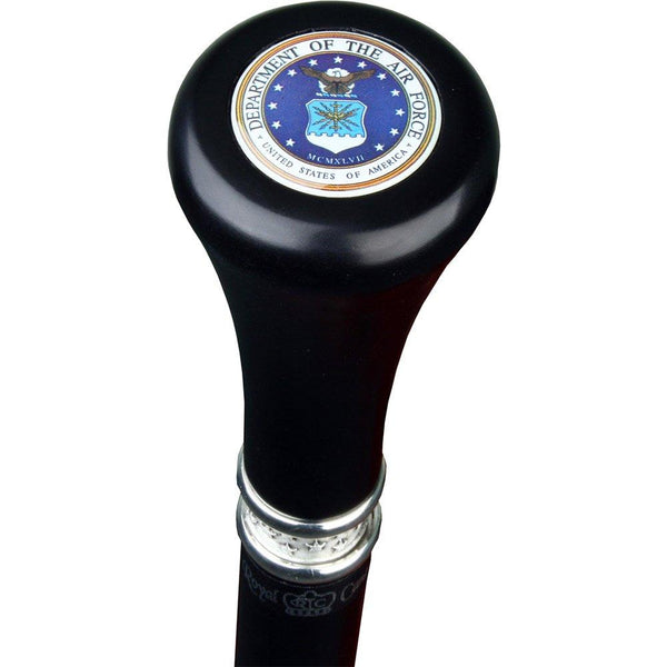 Royal Canes Air Force Flat Top Walking Stick With Black Beechwood Shaft and Pewter Collar