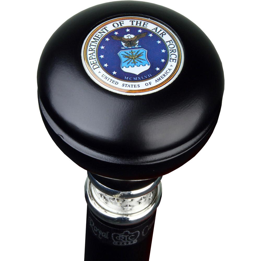 Royal Canes Air Force Knob Walking Stick With Black Beechwood Shaft and Pewter Collar
