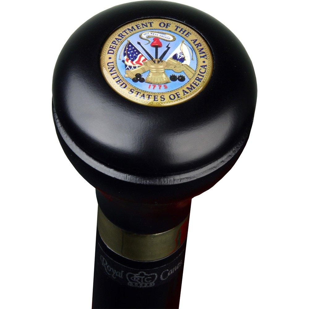 Royal Canes Army Flask Walking Stick With Black Beechwood Shaft and Brass Collar