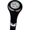 Royal Canes Army Flat Top Walking Stick With Black Beechwood Shaft and Pewter Collar