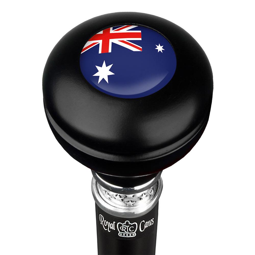 Royal Canes Australia Knob Walking Stick w/ Black Beechwood Shaft & Pewter Collar