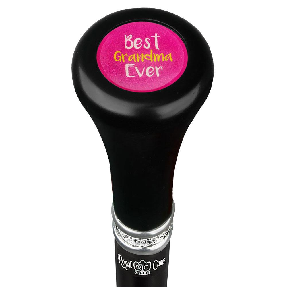 Royal Canes Best Grandma Top Walking Stick w/ Black Beechwood Shaft & Pewter Collar