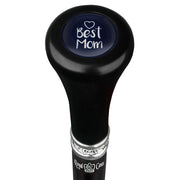 Royal Canes Best Mom Flat Top Walking Stick w/ Black Beechwood Shaft & Pewter Collar