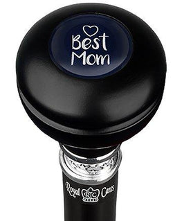 Royal Canes Best Mom Knob Walking Stick w/ Black Beechwood Shaft & Pewter Collar