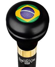 Royal Canes Brazil Flask Walking Stick w/ Black Beechwood Shaft & Pewter Collar