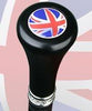 Royal Canes British Flag Flat Top Walking Stick With Black Beechwood Shaft and Pewter Collar